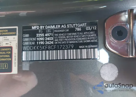 2012 Mercedes-Benz E 350 z USA, uszkodzony, nr VIN WDDKK5KF8CF172379